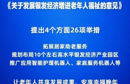 國務院辦公廳印發(fā)《關于發(fā)展銀發(fā)經濟增進老年人福祉的意見》